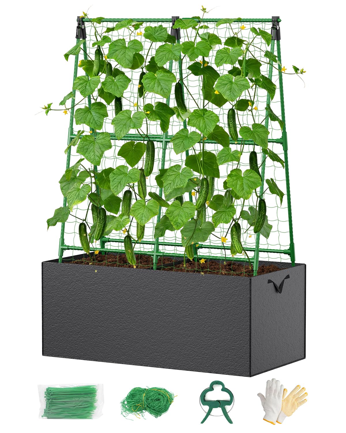 MQJIAZHI cucumber trellis with adjustable height supports climbing vines outdoors.