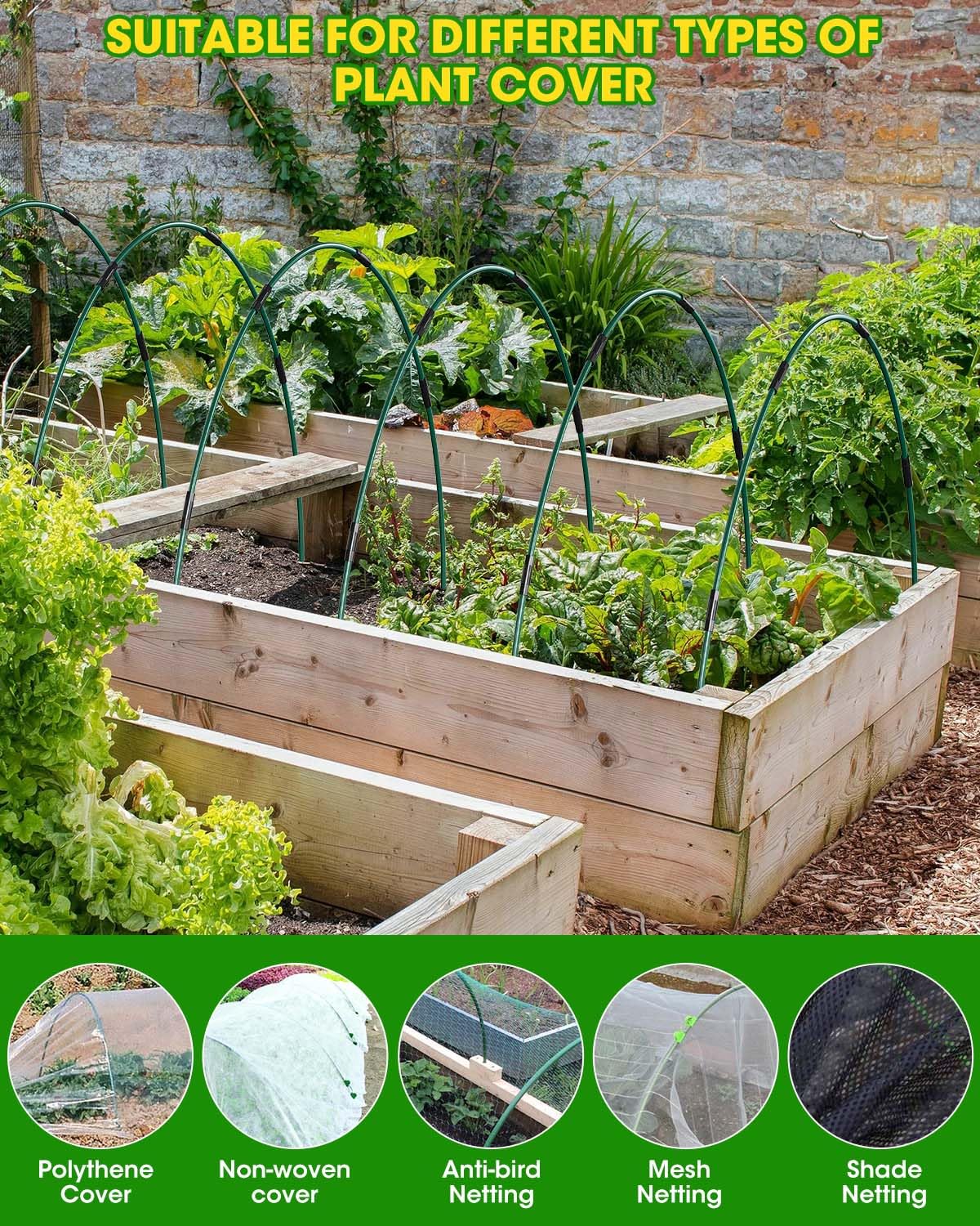 MQJIAZHI fiberglass arch canopy support strengthens year-round garden setups.