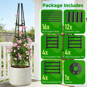 MQJIAZHI Garden Obelisk Trellis adaptable 63-inch or 45-cm frame for different spaces.