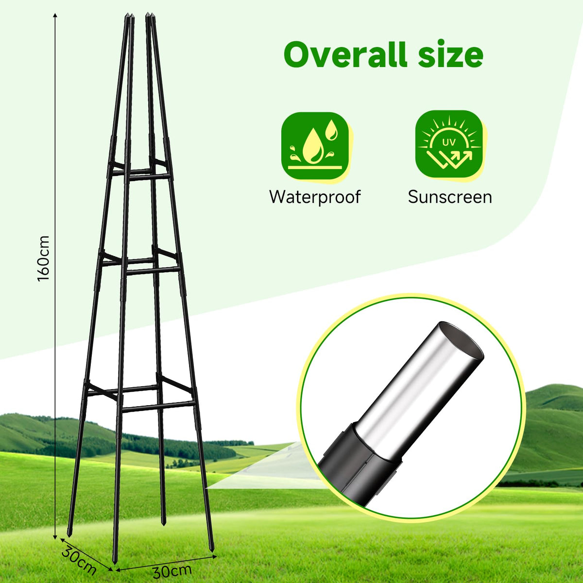 MQJIAZHI Garden Obelisk Trellis tool-free, quick assembly for busy gardeners.
