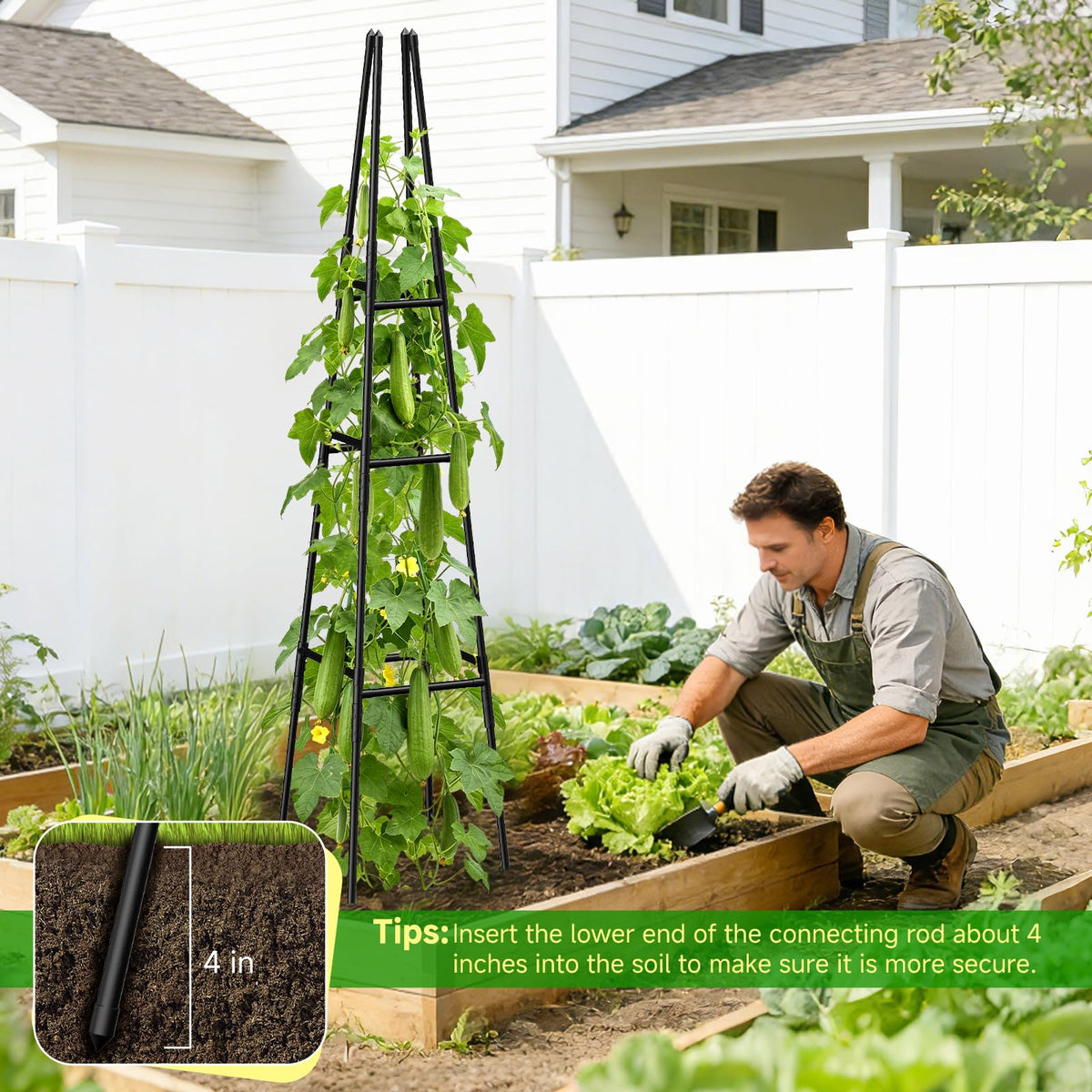 MQJIAZHI Garden Obelisk Trellis video guide helps with assembly without top disc.