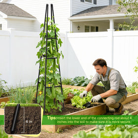 MQJIAZHI Garden Obelisk Trellis video guide helps with assembly without top disc.