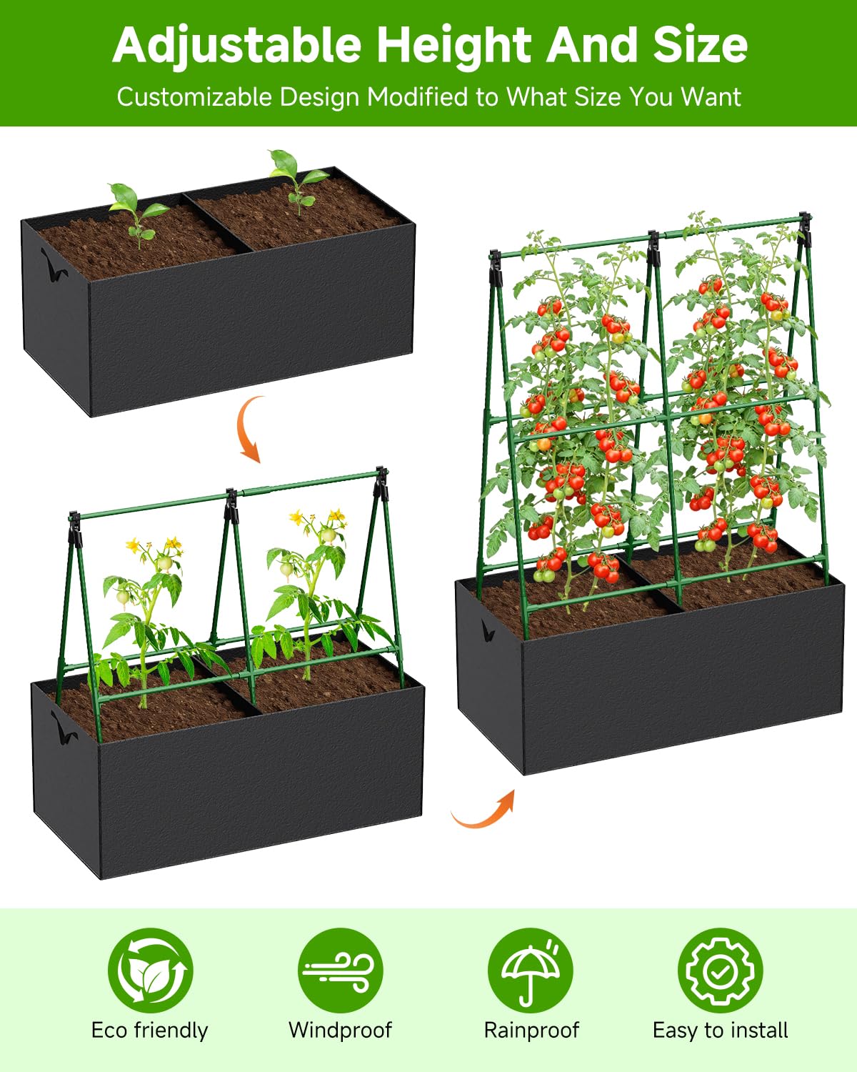 MQJIAZHI grow bag with breathable fabric promotes healthier root growth.