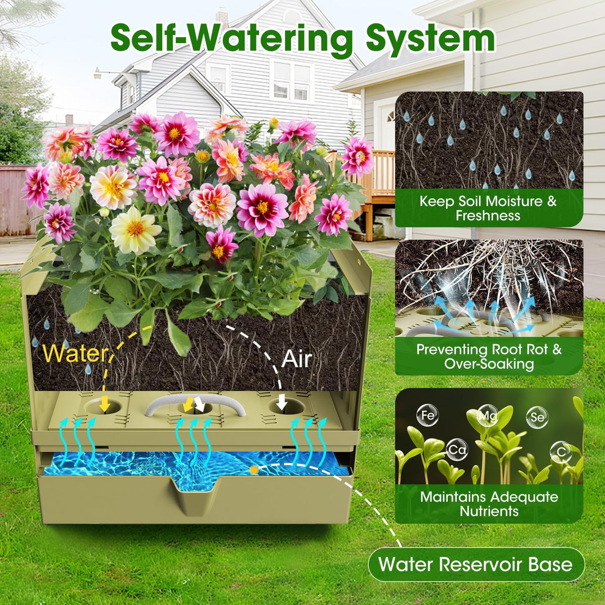 MQJIAZHI self-watering reservoir helps keep soil moist between waterings