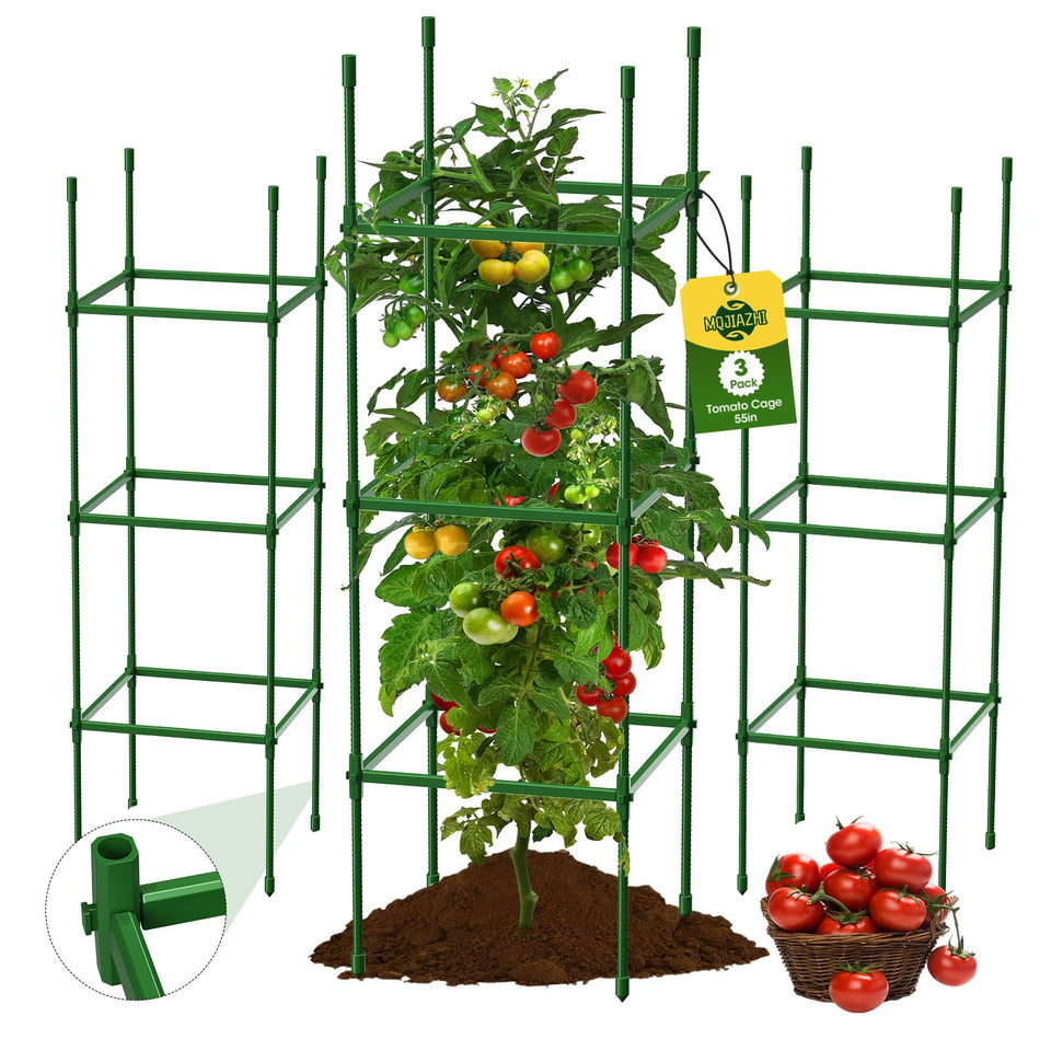 MQJIAZHI square tomato cage assembly showing easy tool-free setup.