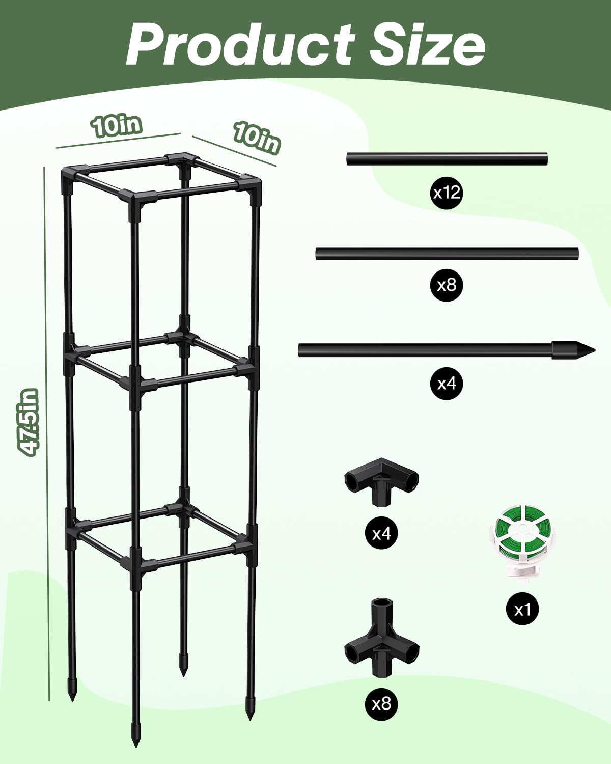 MQJIAZHI trellis supports tomatoes, roses, and vines for better growth.