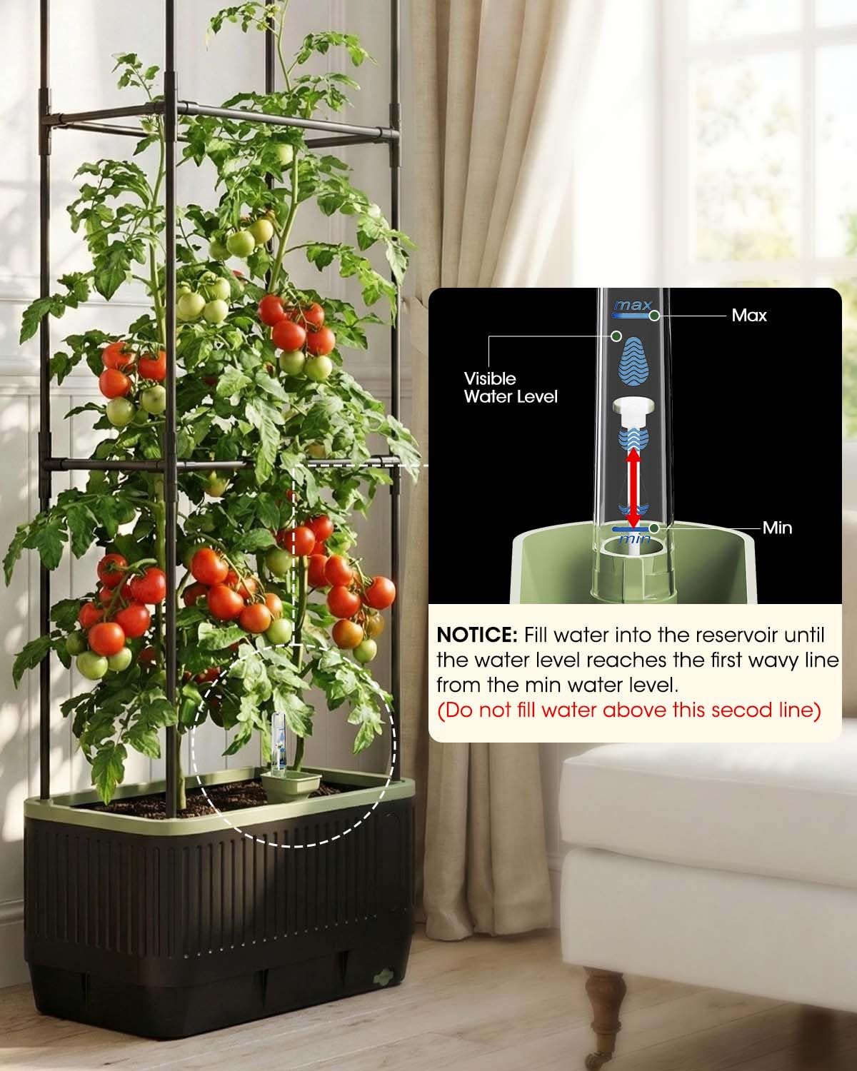 MQJIAZHI water reservoir feature demonstrates low-maintenance watering for busy gardeners.