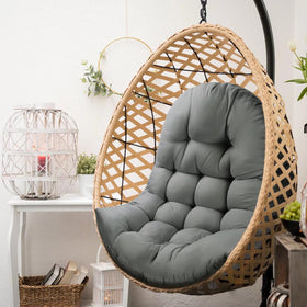 MQK Egg Chair Cushion fluffing demo restores loft after unpacking.