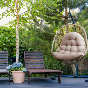 MQK Thick Egg Chair Cushion with soft cotton cover for skin-friendly comfort outdoors.
