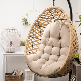 MQK Egg Chair Cushion strap design secures cushion to chair for slip-free lounging.