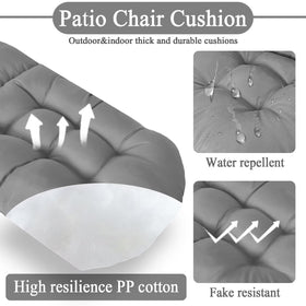 MQK indoor/outdoor chair cushion showing versatile use on porch or yard.