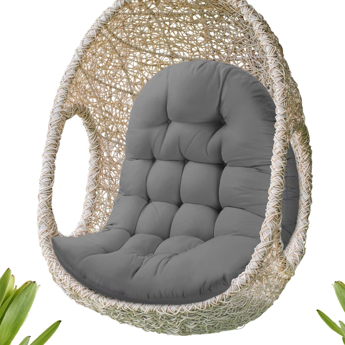 MQK Patio Egg Chair Cushion close-up shows soft cotton fabric for skin-friendly comfort.