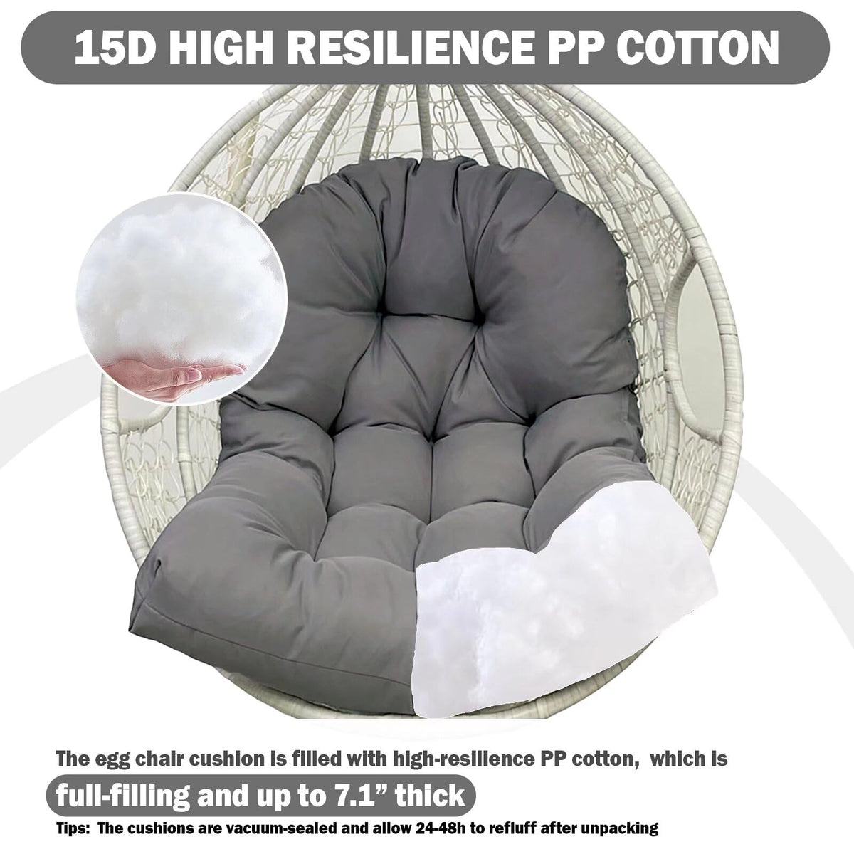 MQK Patio Cushion fits diverse egg chairs for porch, yard, or indoor spaces.