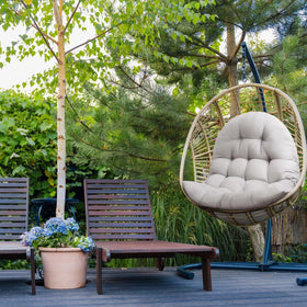 MQK Thick Egg Chair Cushion side view shows generous padding for relaxation.