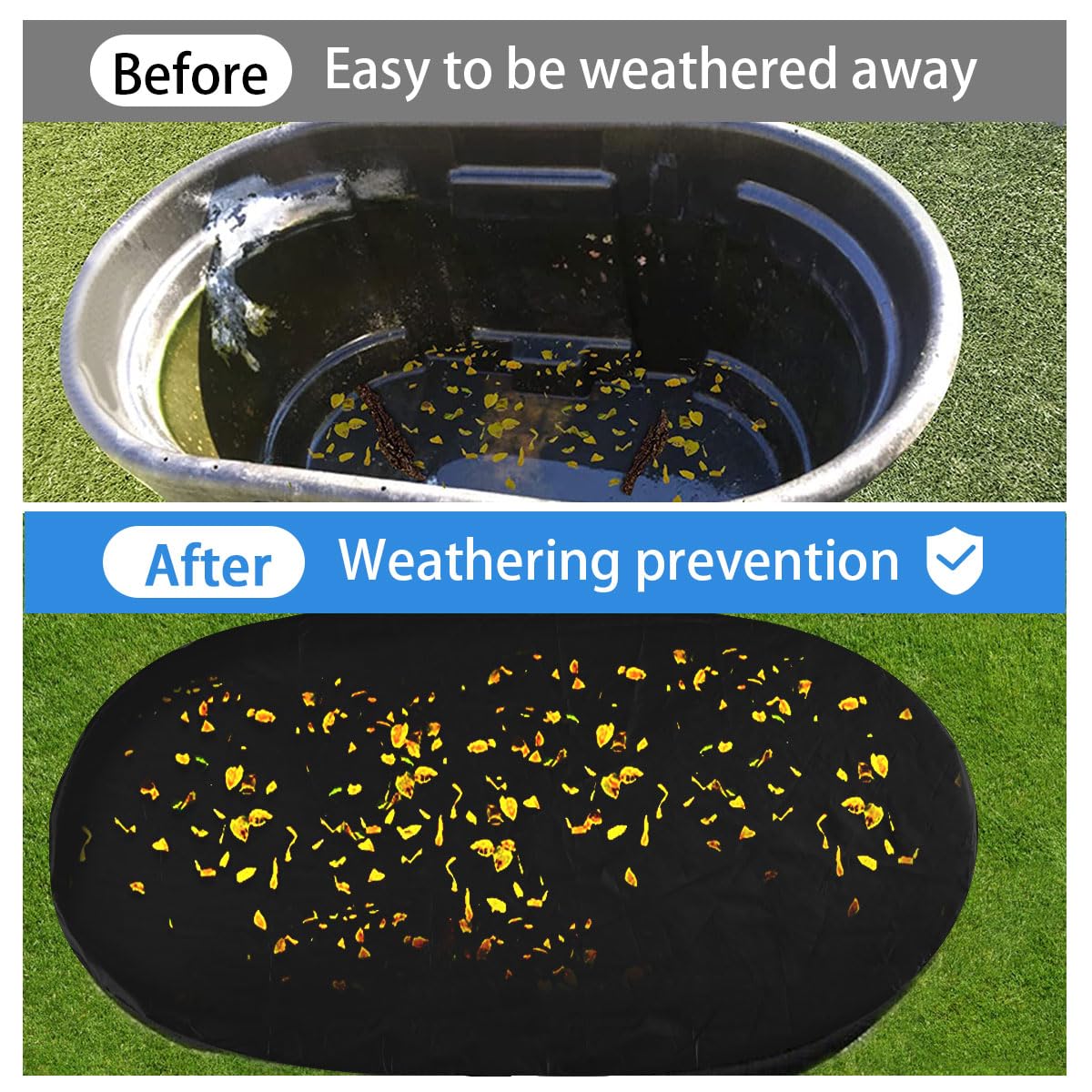 Universal compatibility covers stock tanks, water tables, grills, and more