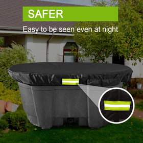 MQLD Rubermaid oval stock tank cover shields water from debris outdoors