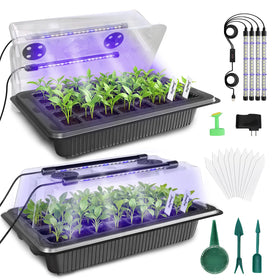 MQUPIN 80-cell seed starter tray with grow lights supports healthy indoor seedlings.