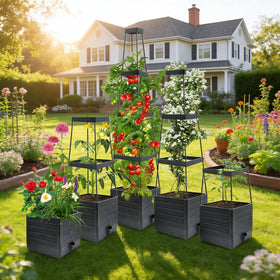 MQUPIN trellis adjusts from 1 to 4 tiers for scalable vertical growth.