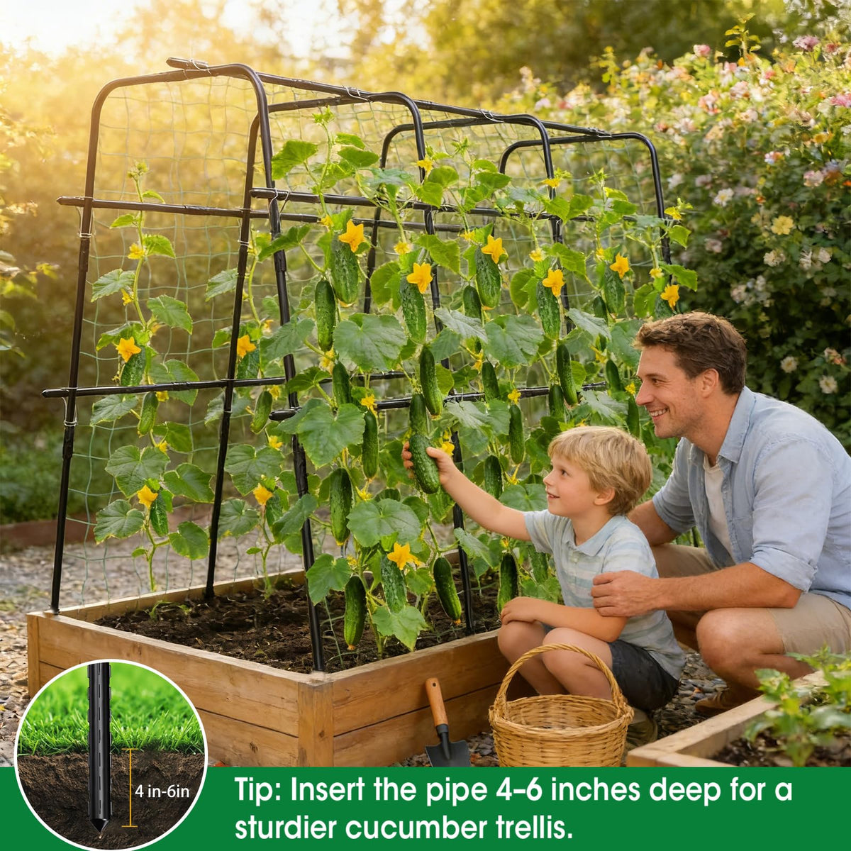 MQUPIN cucumber trellis large 47x63 inch climbing area supports multiple vines