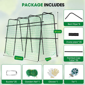 MQUPIN cucumber trellis nylon netting supports secure vine growth