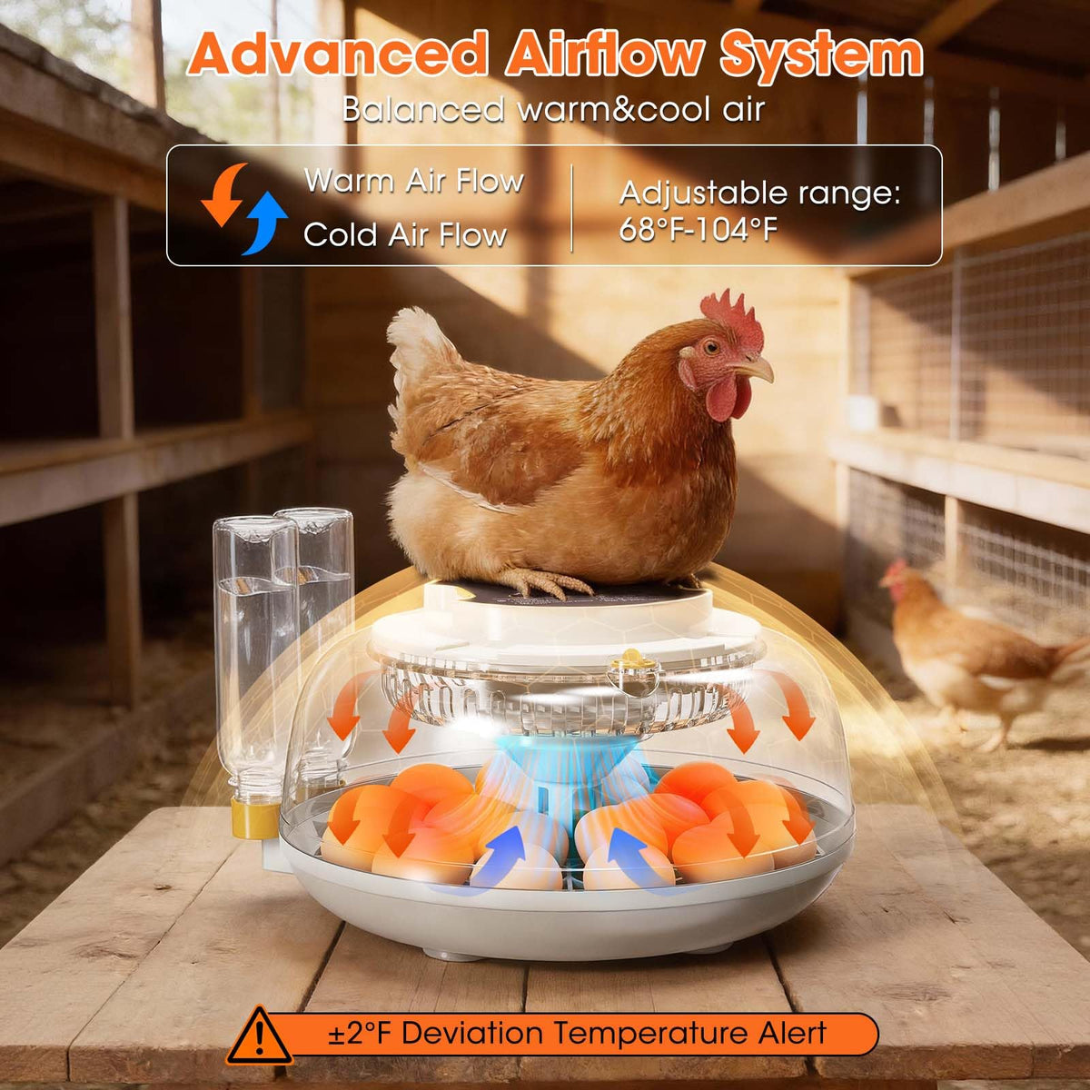 MQUPIN dual trays hold up to 18 chicken eggs in standard tray.