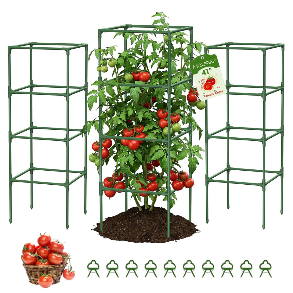 MQUPIN tomato cage 41x15x15 inch steel frame providing sturdy plant support