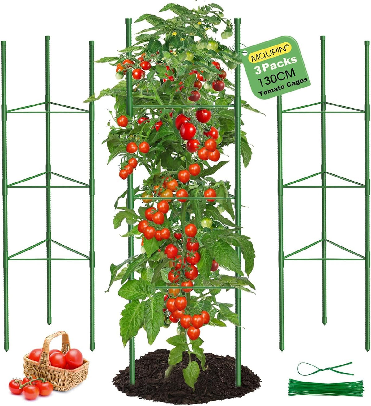 MQUPIN tomato cage with 51.2-inch height adjustable for tall vines