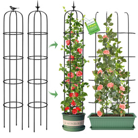 MQUPIN tower obelisk trellis outdoors supports climbing plants up to 6 feet tall