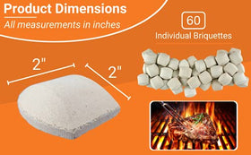 Mr. Bar-B-Q ceramic briquettes enable self-cleaning during preheat.