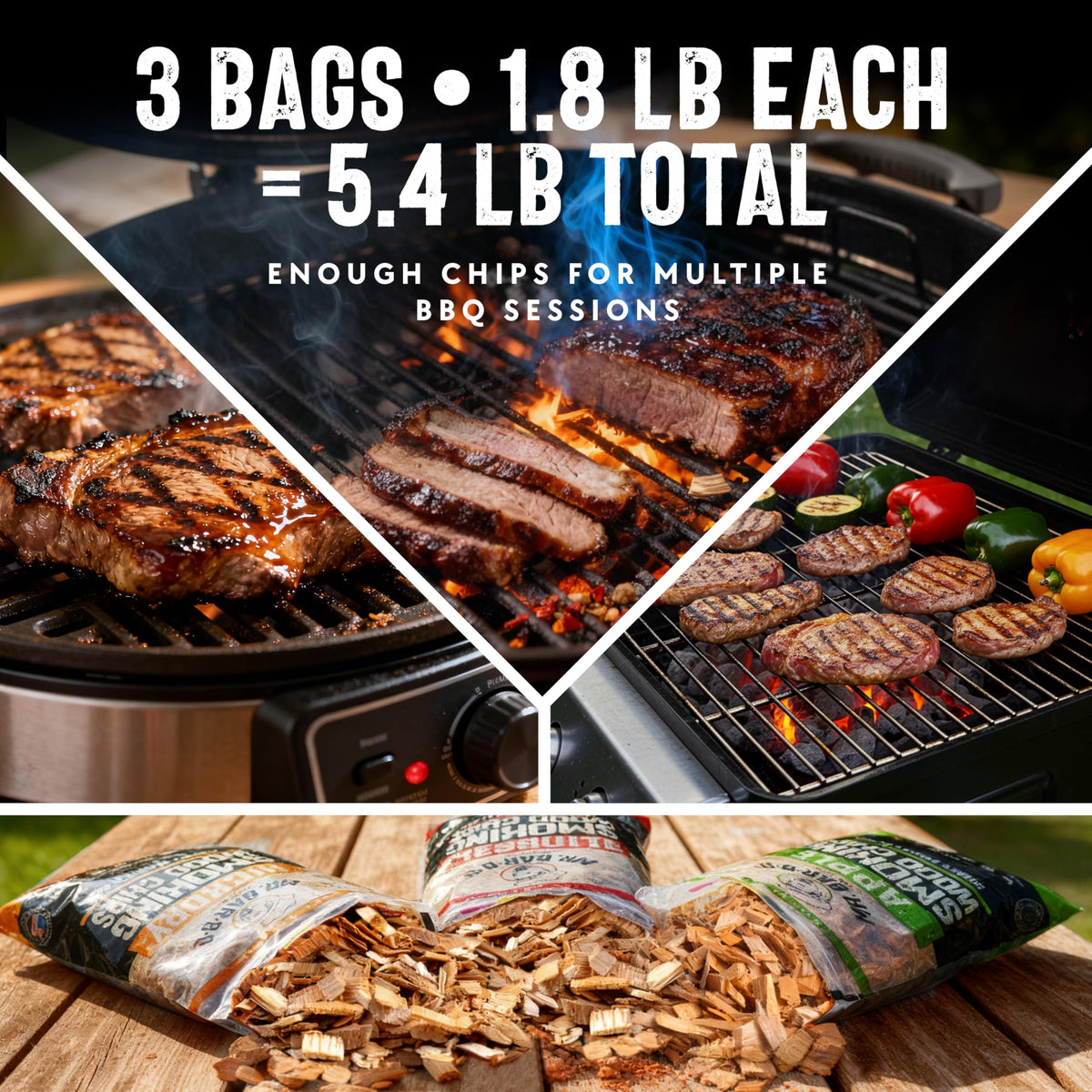 Mr. Bar-B-Q charcoal grill setup with hardwood chips delivering rich aroma.