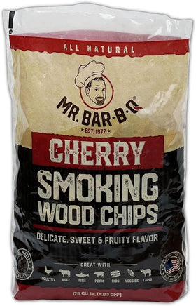 Mr Bar-B-Q cherry wood smoker chips bag front view for all natural grilling