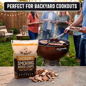 Camping scene using chips for campfire smoked flavors