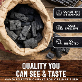 Mr. Bar-B-Q lump charcoal used in a kamado grill for even cooking