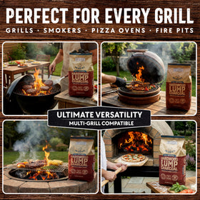 Mr. Bar-B-Q lump charcoal delivers low ash for easier cleanup