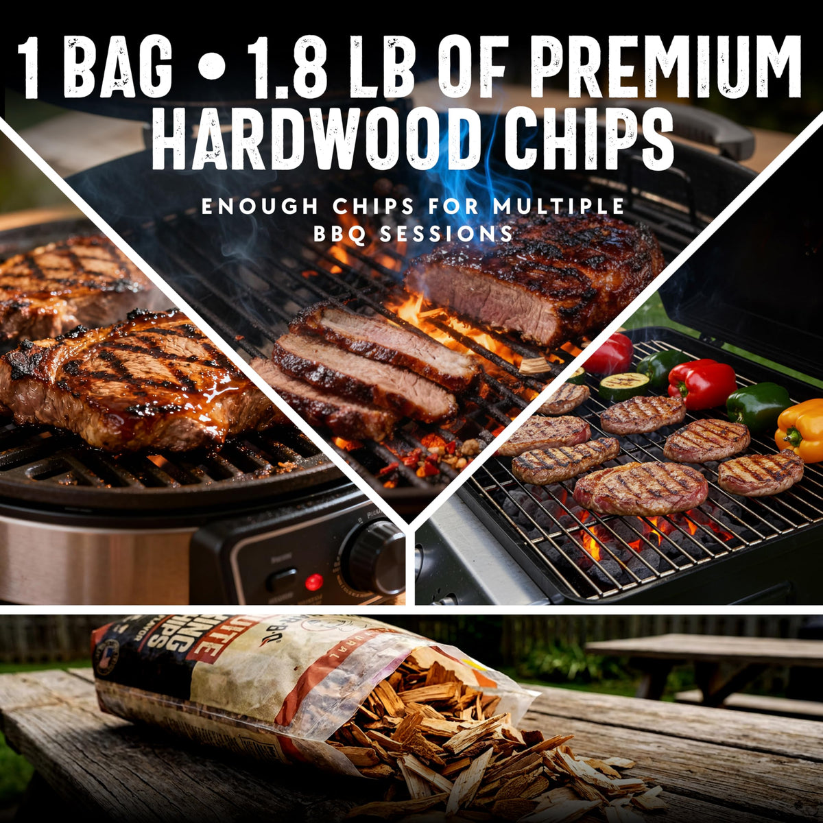 Mr. Bar-B-Q Mesquite Smoking Chips at a camping cookout enhancing outdoor meals