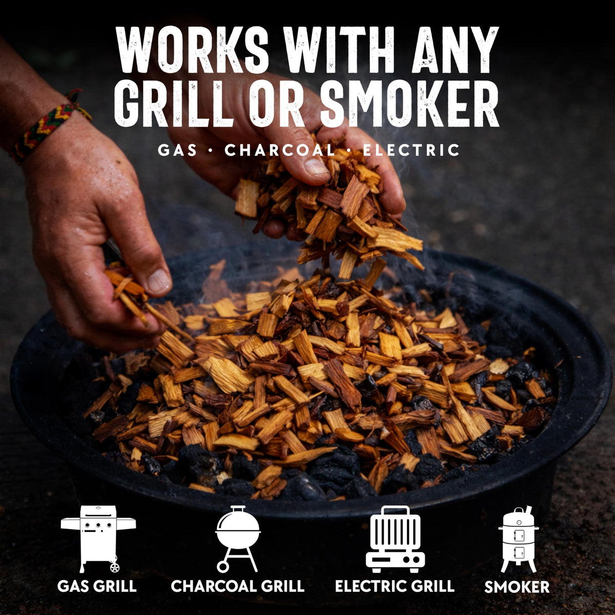 Mr. Bar-B-Q Mesquite Smoking Chips used in a smoker for slow infusion