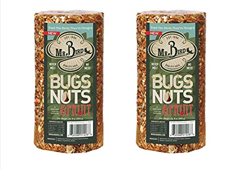 Mr. Bird Bugs Nuts Fruit seed cylinder attracts diverse yard birds for year-round feeding.
