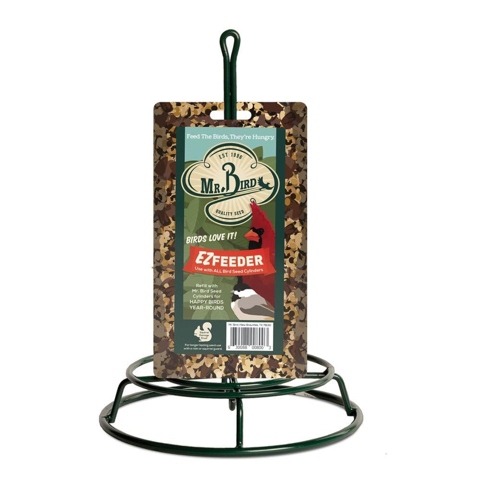 Mr. Bird EZ Feeder front view highlights rugged construction for outdoor use.