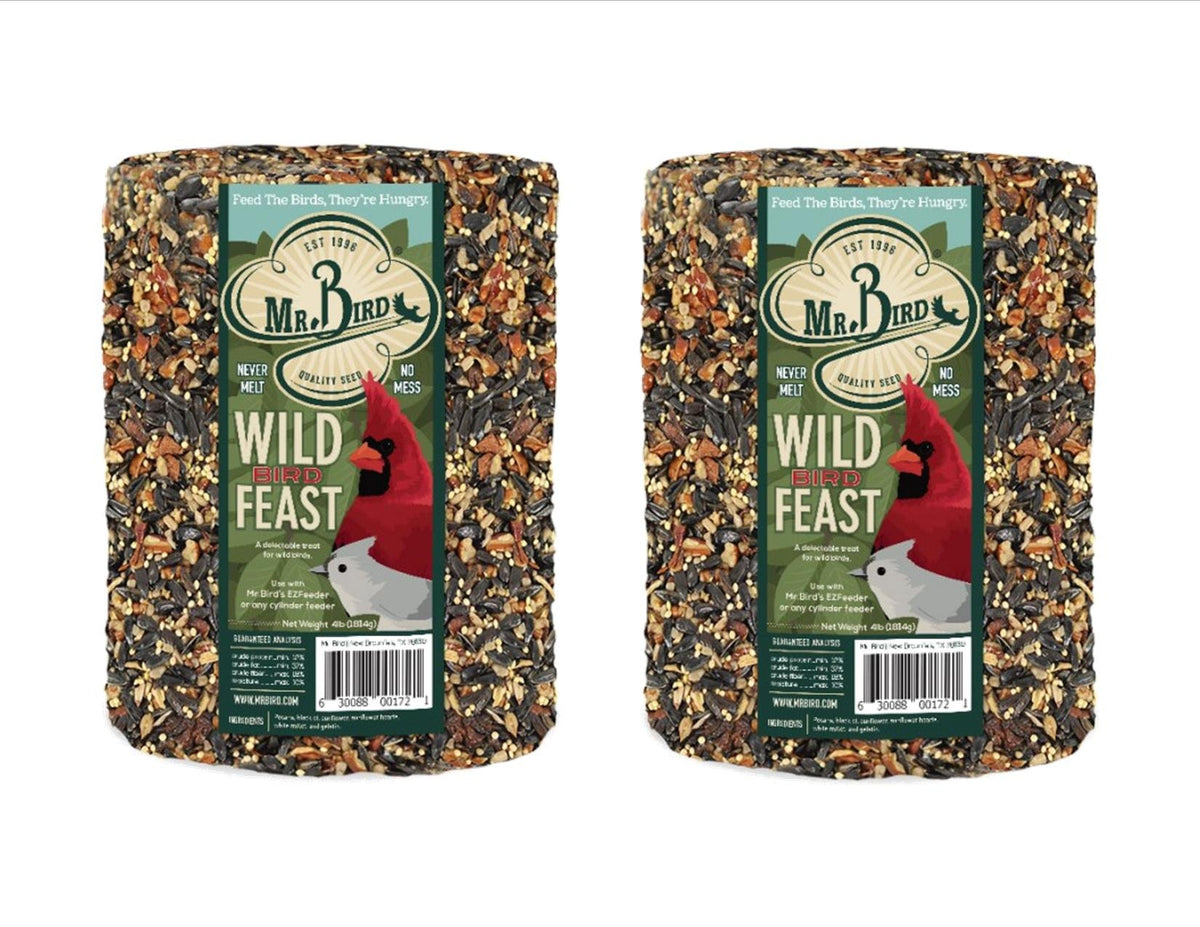 Mr. Bird Wild Bird Feast seed blend 2-pack box attracts more birds.
