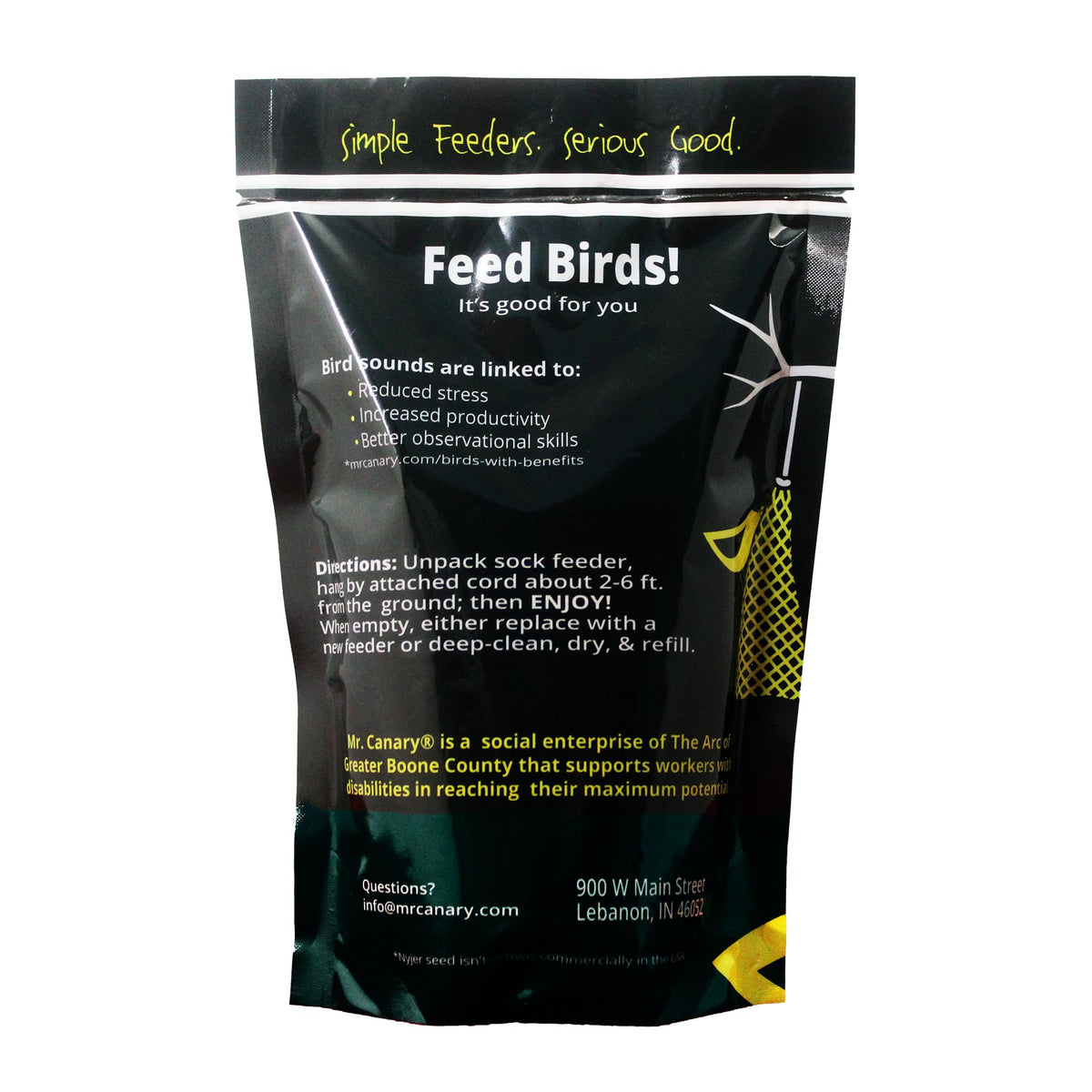 Birdie Bag attracts goldfinches, house finches, and chickadees to your yard