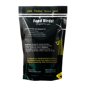 Birdie Bag attracts goldfinches, house finches, and chickadees to your yard