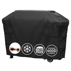 MR. COVER 63-inch grill cover fitted over Weber Genesis 300 Series for secure protection.