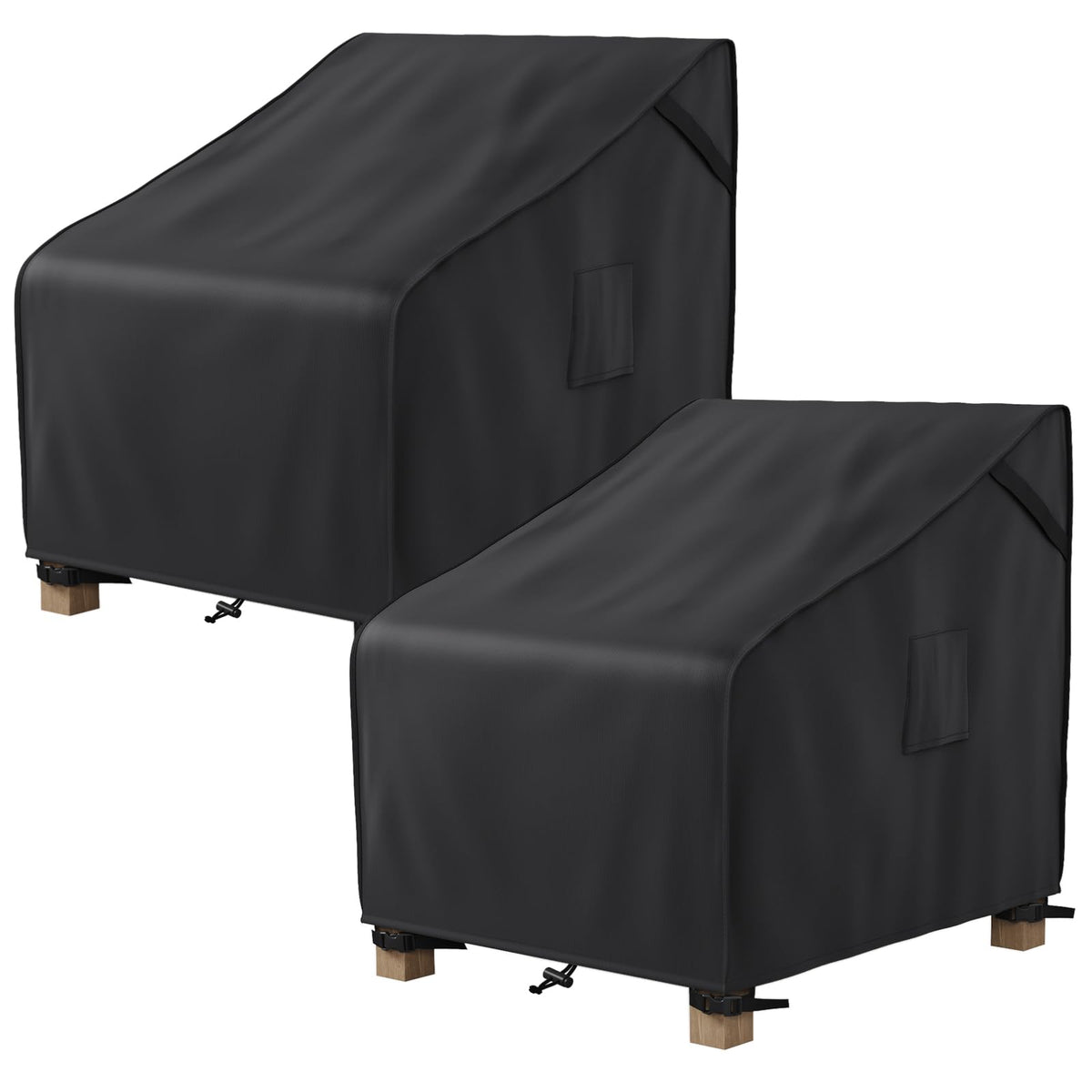 MR. COVER rocking chair cover protects outdoor seating from rain and sun.