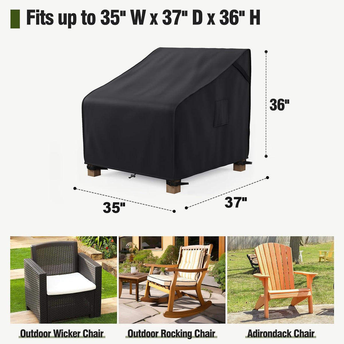 MR. COVER rocking chair fit demonstrates versatile protection for patio seating.
