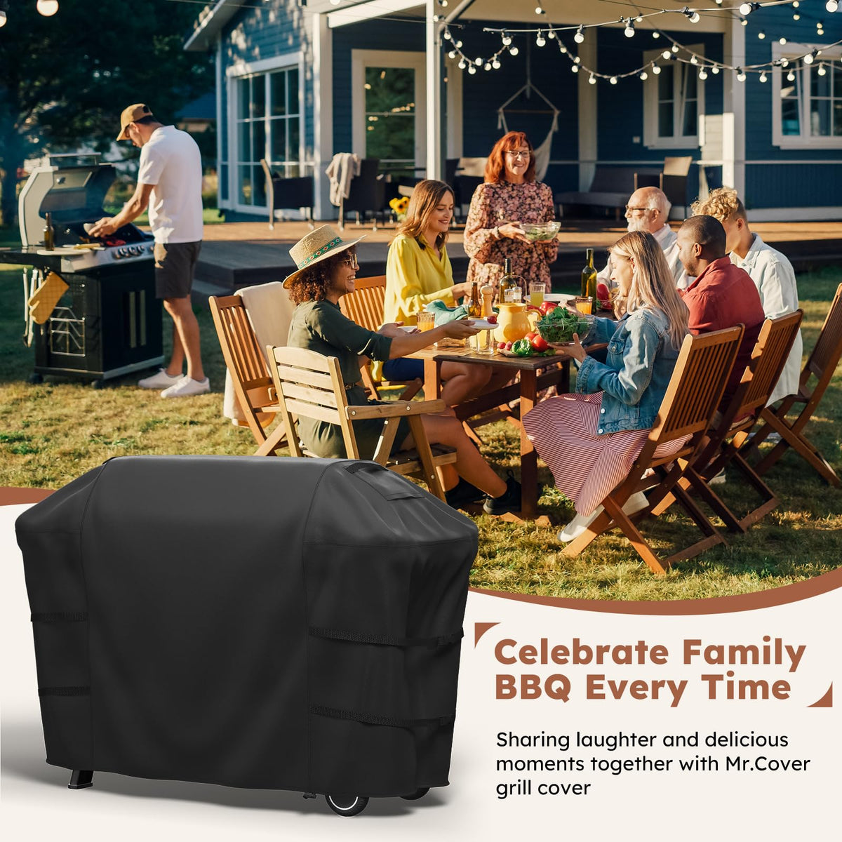 MR. COVER uses waterproof and anti-UV treatment for outdoor grilling setups.