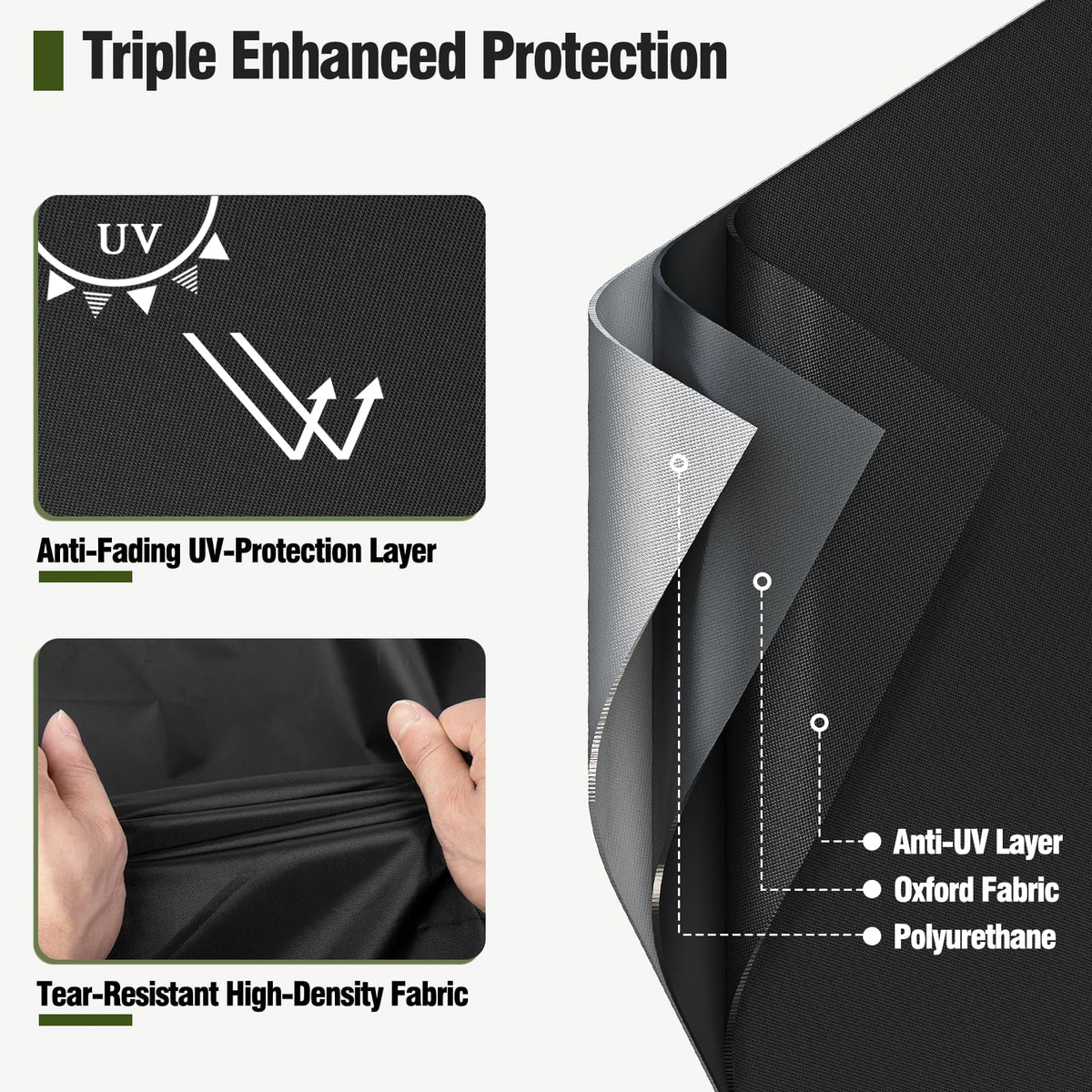 MR. COVER windproof buckles demonstrate secure fit against strong winds.
