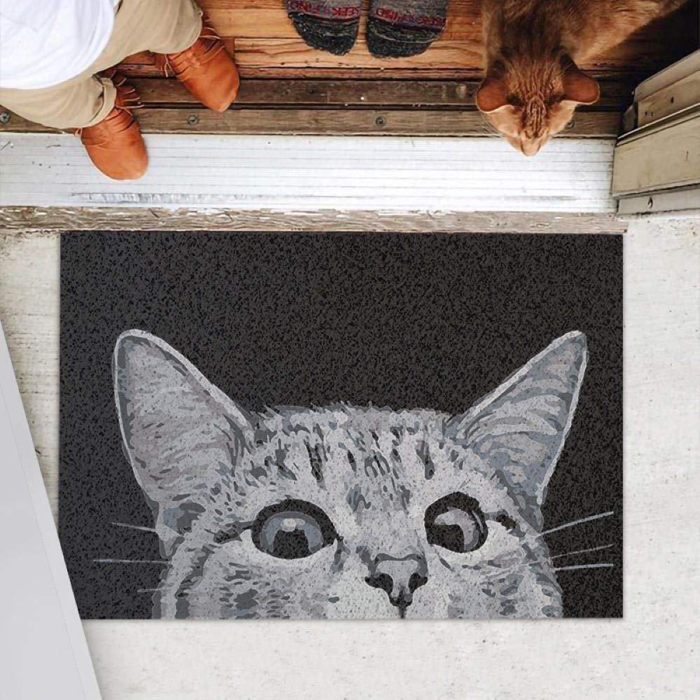 MR FANTASY Cat Door Mat uses durable polypropylene fibers for long wear.