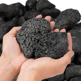 Mr. Fireglass lava rock granules in a fire bowl create a natural, dramatic landscape