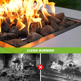 Natural landscape decor from Mr. Fireglass lava rocks adds texture and depth