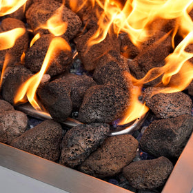 Lava rock granules by Mr. Fireglass used with gas log sets for even heat distribution